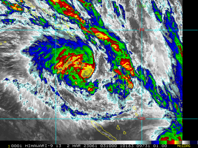 SATELLITE ANALYSIS, INITIAL POSITION AND INTENSITY DISCUSSION: ANIMATED MULTISPECTRAL SATELLITE IMAGERY (MSI) DEPICTS A CONSOLIDATING CIRCULATION WITH TIGHTLY WRAPPING DEEP CONVECTION AND A PARTIALLY EXPOSED LOW LEVEL CIRCULATION CENTER (LLCC). A RECENT 012206Z ASCAT-B SCATTEROMETRY PASS REVEALS A SLIGHTLY NORTH-SOUTH ELONGATED CIRCULATION WITH THE HIGHER WINDS (45-52KTS) SOLELY IN THE NORTHERN SEMICIRCLE. THE INITIAL POSITION IS PLACED WITH LOW CONFIDENCE BASED ON THE PARTIALLY OBSCURED NATURE OF THE LLCC IN MSI AND LACK OF NEW MICROWAVE IMAGERY. THE INITIAL INTENSITY OF 50 KTS IS ASSESSED WITH MEDIUM CONFIDENCE BASED ON AGENCY DVORAK INTENSITY ESTIMATES AND CIMSS ADT WHICH BOTH INDICATE 45-50KTS.