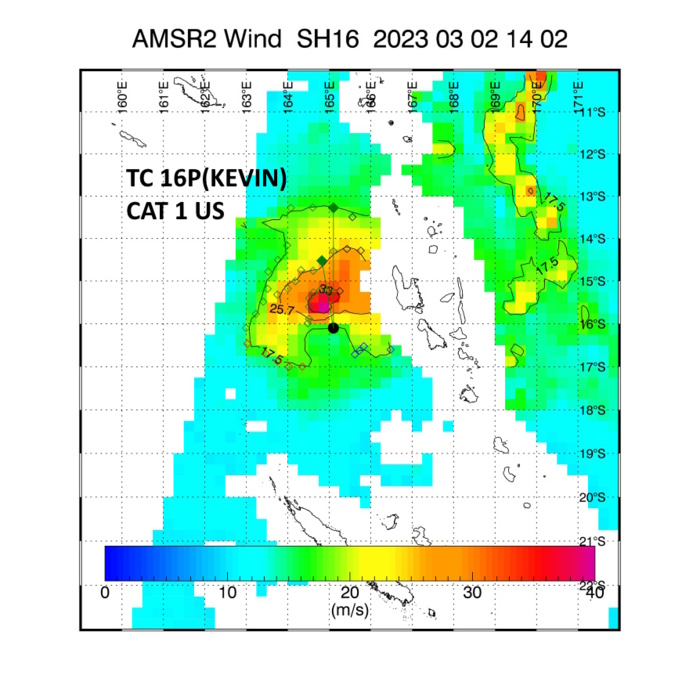 TC 16P(KEVIN) CAT 1 US intensifying tracking near Port Vila //TC 15P(JUDY) becoming subtropical by 24h//Rmnts TC 11S(FREDDY)//0221utc