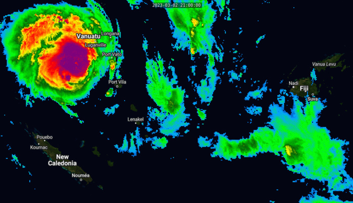 SATELLITE ANALYSIS, INITIAL POSITION AND INTENSITY DISCUSSION: ANIMATED MULTISPECTRAL SATELLITE IMAGERY (MSI) SHOWS A LARGE SYSTEM THAT HAS FURTHER DEEPENED WITH OVERSHOOTING CLOUD TOPS IN THE CENTRAL CONVECTION AND EXPANSIVE FEEDER BANDS NOW TRAILING FROM ALL QUADRANTS. THE INITIAL POSITION IS EXTRAPOLATED WITH HIGH  CONFIDENCE FROM A DEFINED LOW LEVEL CIRCULATION FEATURE IN THE 030215Z  AMSR-2 36GHZ MICROWAVE IMAGE. THE INITIAL INTENSITY IS BASED ON THE  AVERAGE OF AGENCY AND AUTOMATED DVORAK ESTIMATES AND REFLECTS THE 6-HR  IMPROVEMENT. ANALYSIS INDICATES AN OVERALL FAVORABLE ENVIRONMENT WITH  WARM SST, MODERATE RADIAL OUTFLOW, AND LOW VERTICAL WIND SHEAR.