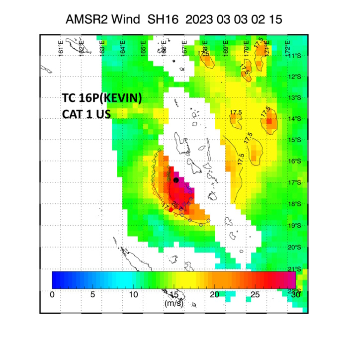 TC 16P(KEVIN) CAT 2 US intensifying tracking over Vanuatu//TC 15P(JUDY) subtropical //Remnants of TC 11S(FREDDY)//0309utc