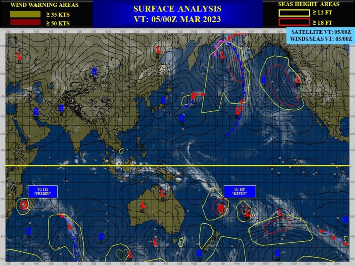 TC 16P(KEVIN) subtropical transition//TC 11S(FREDDY) intensifying beyond 24h//SS 15P(JUDY)//Invest 97P// 0503utc