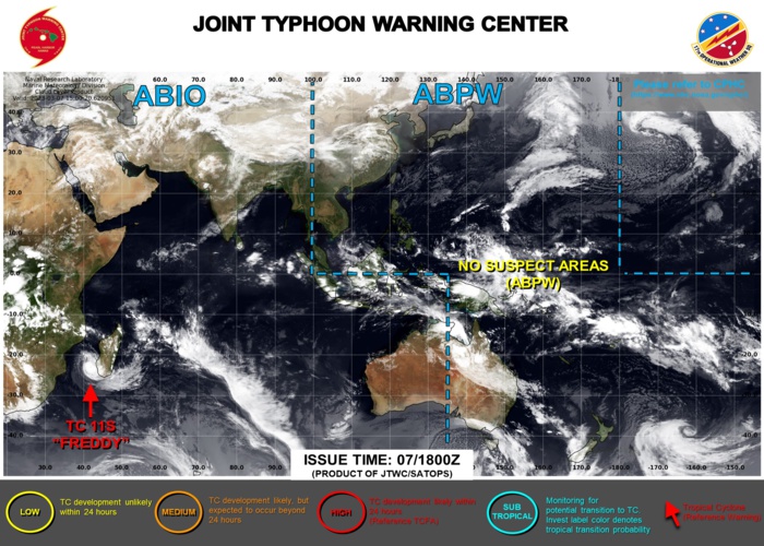 JTWC IS ISSUING 12HOURLY WARNINGS AND 3HOURLY SATELLITE BULLETINS ON TC 11S(FREDDY). JTWC IS ISSUING 12HOURLY WARNINGS AND 3HOURLY SATELLITE BULLETINS ON TC 11S(FREDDY).