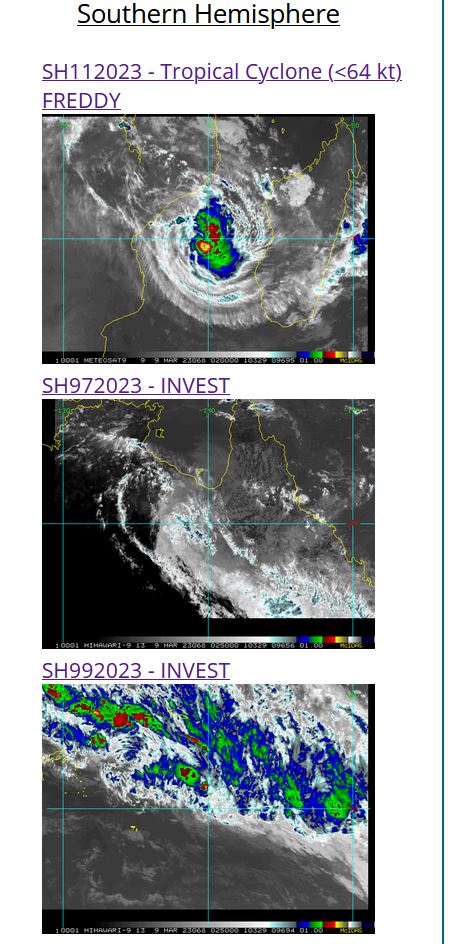 Much weakened TC 11S(FREDDY) set to re-intensify forecast landfall near Quelimane/MOZ//Invest 97W//Invest 99P//0903utc