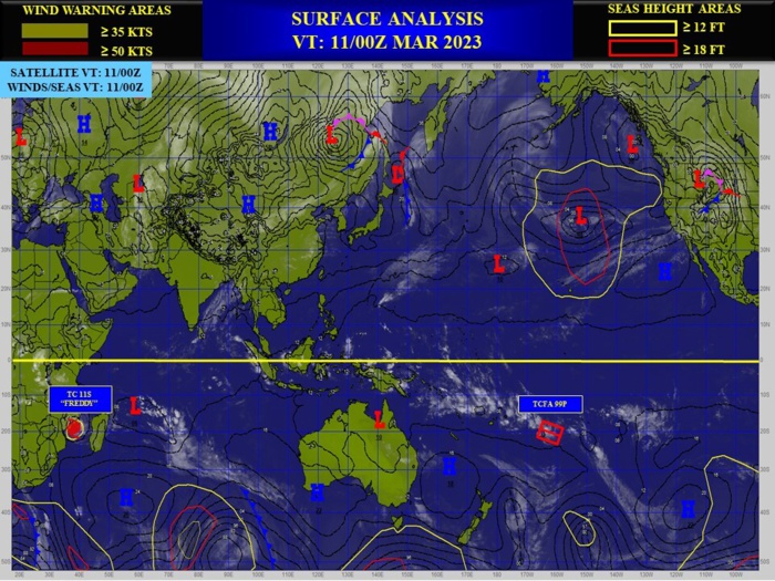 CAT 2 US 11S(FREDDY)immediate landfall near Quelimane tracking toward MALAWI forecast clockwise u-turn by 48h//Invest 99P: TCFA re-issued//1115utc 