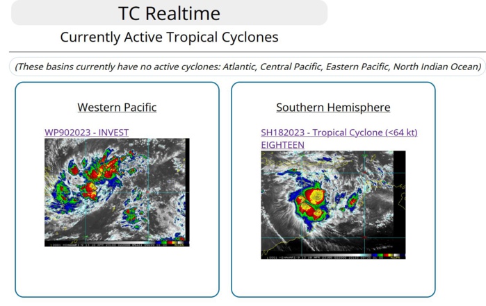 90W gradually developing approaching the Philippines //TC 18S forecast to be a powerful CAT 4 US by 72h and landfall East of Pardoo//1003utc