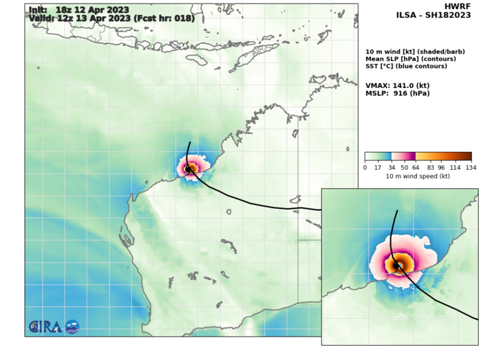 TC 18S(ILSA) to reach Super Typhoon intensity within 12hours before landfall between Pardoo and Wallal Downs(WA)//Invest 90W// 1303utc