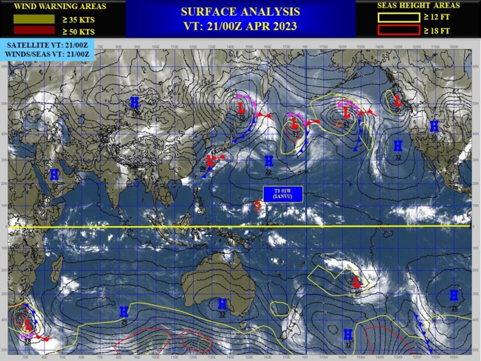 TS 01W(SANVU) currently peaking is forecast to be torn apart by 96h due to high vertical wind shear//Invest 93W//2109utc