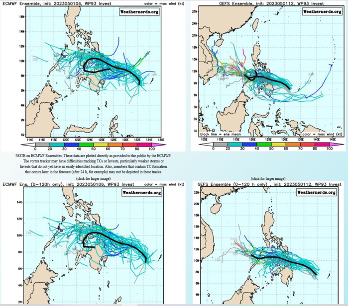 GLOBAL MODELS ARE  IN GOOD AGREEMENT THAT 93W WILL TRACK GENERALLY WEST NORTHWESTWARD AND  CONTINUE TO CONSOLIDATE OVER THE NEXT 72 HOURS.