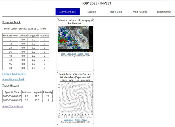 AN AREA OF CONVECTION (INVEST 91B) HAS PERSISTED NEAR 6.1N  93.4E, APPROXIMATELY 332 NM SOUTH OF PORT BLAIR. ENHANCED INFRARED  SATELLITE IMAGERY AND A PARTIAL 071535 ASCAT-C PASS REVEAL WEAK LOWER  LEVEL TURNING WITH DEEP FLARING CONVECTION OFFSET TO THE WEST OF AN  ASSESSED LOW-LEVEL CIRCULATION (LLC). ENVIRONMENTAL ANALYSIS REVEALS A  FAVORABLE ENVIRONMENT WITH GOOD POLEWARD AND EQUATORWARD OUTFLOW ALOFT,  LOW (10-15KT) VWS, AND VERY WARM (31-32C) SST. AN ENHANCED CONVECTIVE  ENVELOPE AND WESTERLY WIND BURSTS OVER THE SOUTHERN PORTION OVER THE BAY  OF BENGAL IS CONDUCIVE FOR TC DEVELOPMENT. ANALYSIS OF THE GFS 850 MB  RELATIVE VORTICITY FORECAST SHOWS A STRONG SIGNATURE BECOMING WELL  DEFINED BY TAU 48. ALTHOUGH THE FIRST LOOK AT THIS LLC SHOWS A WEAK  CIRCULATION, GLOBAL AND ENSEMBLE MODELS ARE IN STRONG AGREEMENT THAT  INVEST 91B WILL QUICKLY CONSOLIDATE AS IT REMAINS QUASI-STATIONARY OVER  THE NEXT 24-48 HOURS BEFORE TRACKING NORTH-NORTHEASTWARD.  MAXIMUM  SUSTAINED SURFACE WINDS ARE ESTIMATED AT 8 TO 13 KNOTS. MINIMUM SEA LEVEL  PRESSURE IS ESTIMATED TO BE NEAR 1005 MB. THE POTENTIAL FOR THE  DEVELOPMENT OF A SIGNIFICANT TROPICAL CYCLONE WITHIN THE NEXT 24 HOURS IS  LOW.