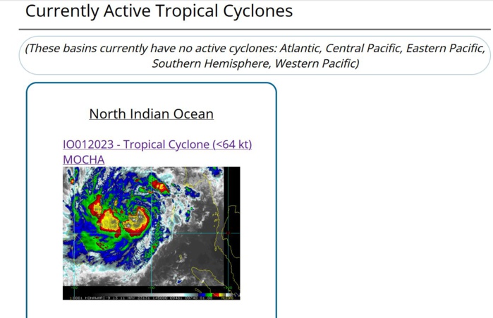 TC 01B(MOCHA) is rapidly intensifying with forecast landfall SE of CHITTAGONG shortly before 72hours//1115utc