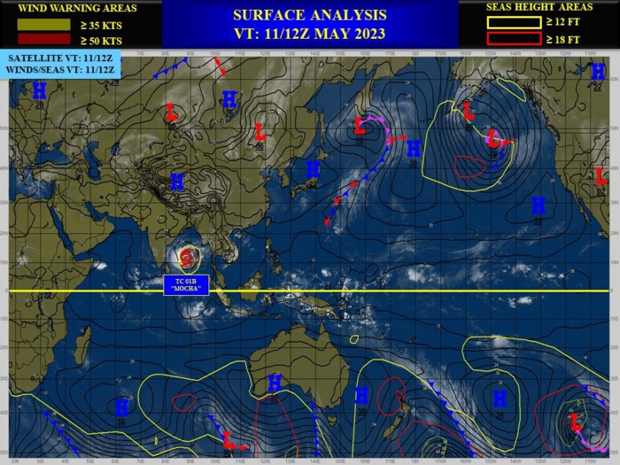 TC 01B(MOCHA) is rapidly intensifying with forecast landfall SE of CHITTAGONG shortly before 72hours//1115utc