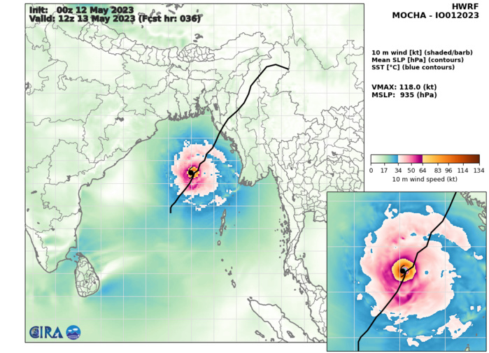 TC 01B(MOCHA) rapidly intensifying to CAT 3 US within 24h forecast landfall near Sittwe shortly after 48h// 1209utc 