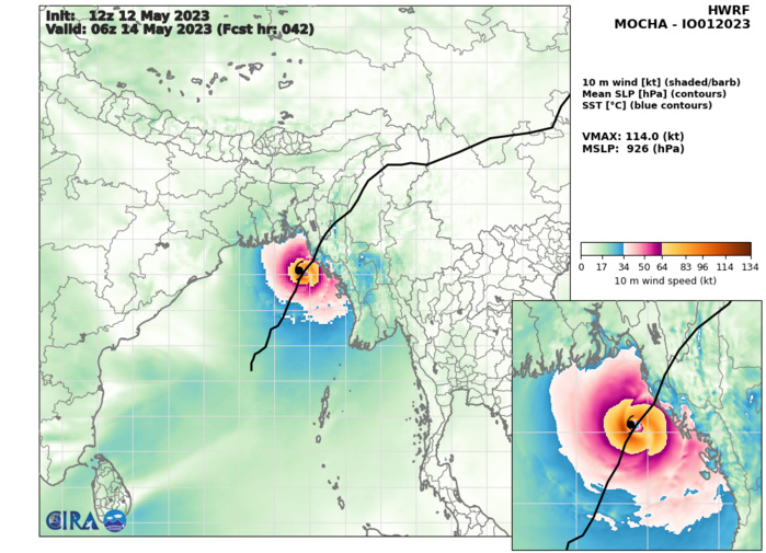 TC 01B(MOCHA) strong CAT 3 US to make landfall by 42h between COX'S BAZAR and SITTWE// Invest 92S// 1221utc