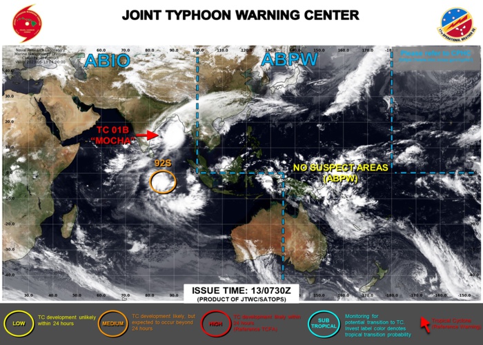 JTWC IS ISSUING 6HOURLY WARNINGS AND 3HOURLY SATELLITE BULLETINS ON TC 01B(MOCHA) AND 3HOURLY SATELLITE BULLETINS ON INVEST 92S. JTWC IS ISSUING 6HOURLY WARNINGS AND 3HOURLY SATELLITE BULLETINS ON TC 01B(MOCHA) AND 3HOURLY SATELLITE BULLETINS ON INVEST 92S.