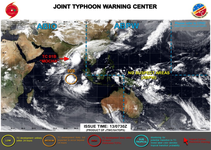 JTWC IS ISSUING 6HOURLY WARNINGS AND 3HOURLY SATELLITE BULLETINS ON TC 01B(MOCHA) AND 3HOURLY SATELLITE BULLETINS ON INVEST 92S.