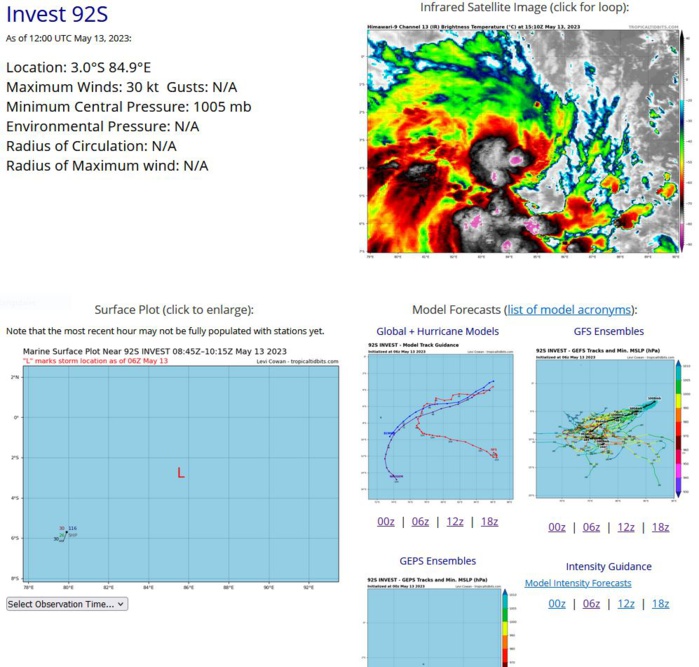Super Cyclone 01B(MOCHA) set to make landfall within 24h between SITTWE and COX'S BAZAR//Invest 92S up-graded//1315utc
