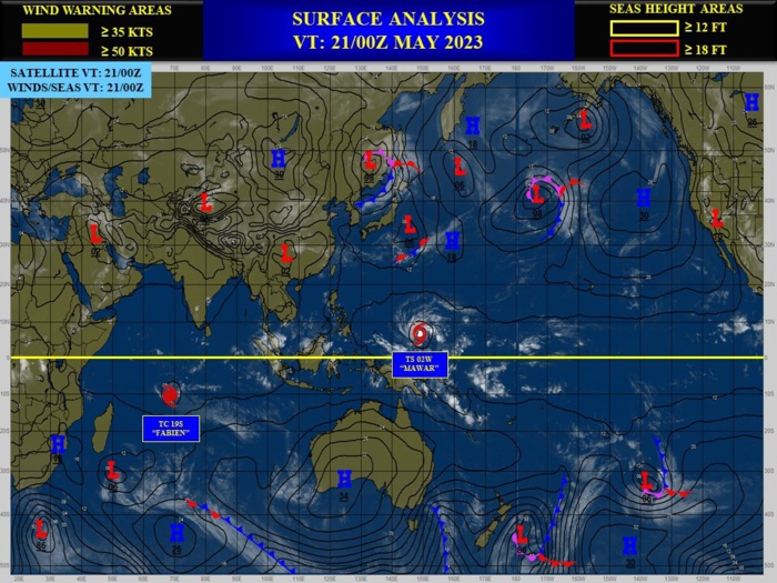 02W(MAWAR) forecast to reach CAT 2 US within 48hours approaching the Marianas//TC 19S(FABIEN)// 2109utc