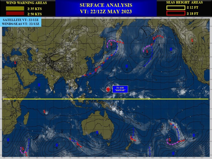 Typhoon 02W(MAWAR) intensifying to CAT 3 US within 24hours then bearing down on GUAM//Remnants of TC 19S(FABIEN)//2215utc