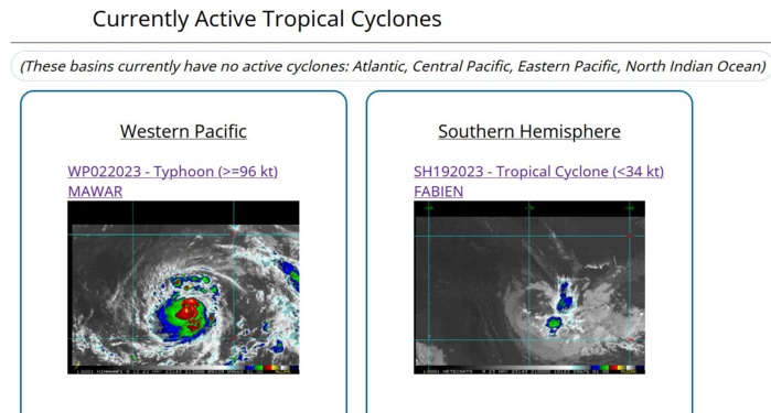 Powerful Typhoon 02W(MAWAR) CAT 4 US tracks over GUAM then re-intensifies over the Philippine Sea// 3 week GTHO maps// 2321utc