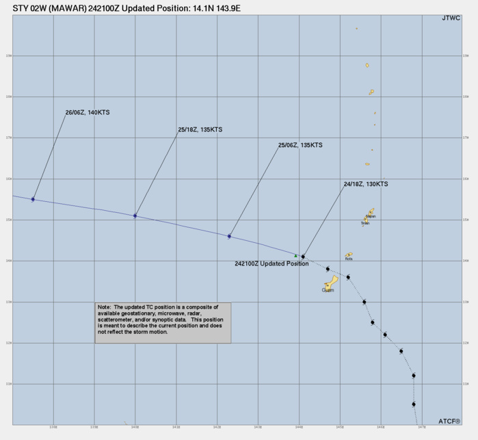 Super Typhoon 02W(MAWAR) set to peak over the Philippine Sea//Remnants of TC 19S(FABIEN)//2421utc