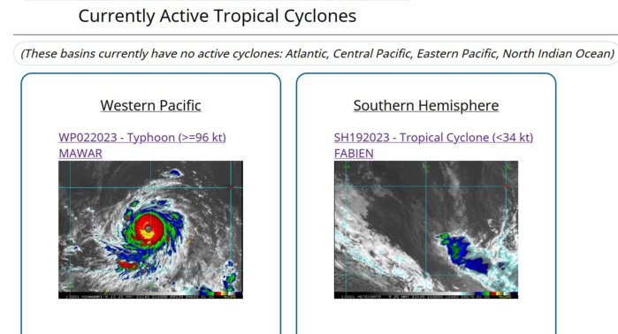 Impressive Super Typhoon 02W(MAWAR) is peaking at CAT 5 US over the Philippine Sea//Remnants of TC 19S(FABIEN)//2521utc Impressive Super Typhoon 02W(MAWAR) is peaking at CAT 5 US over the Philippine Sea//Remnants of TC 19S(FABIEN)//2521utc