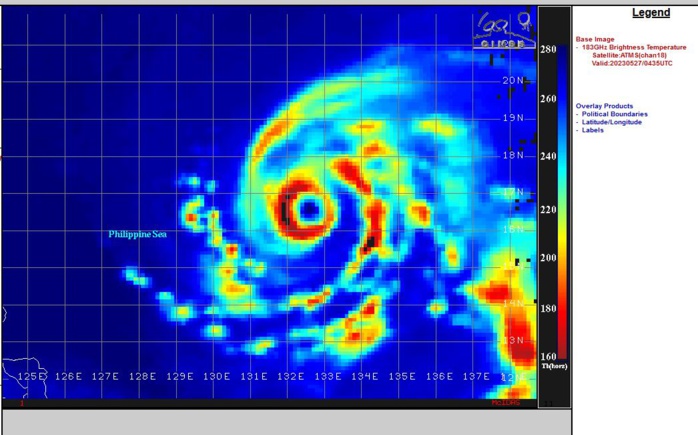 Super Typhoon 02W(MAWAR) current intensity may be under-estimated, erratic track possible after 72hours//2709UTC Super Typhoon 02W(MAWAR) current intensity may be under-estimated, erratic track possible after 72hours//2709UTC