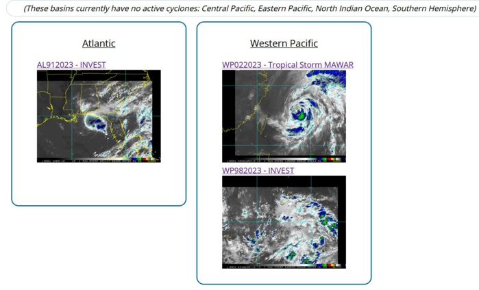 TS 02W(MAWAR) clipping OKINAWA accelerating Northeastward and becoming ET//Invest 98W// Invest 91L//0115utc