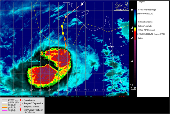 SATELLITE ANALYSIS, INITIAL POSITION AND INTENSITY DISCUSSION: ANIMATED MULTISPECTRAL SATELLITE IMAGERY (MSI) DEPICTS THAT 02A IS ONCE AGAIN FIGHTING TO REFORM AND CLEAR OUT AN EYE FEATURE. DEEP FLARING CONVECTION HAS RECENTLY EXPANDED AND RECENTERED ITSELF OVER THE NOW FULLY OBSCURED LLCC. A FORTUITOUS 110547Z GMI SUITE OF MICROWAVE IMAGES, SPECIFICALLY THE 89GHZ AND 37GHZ COLOR COMPOSITE, REVEALS THAT THE LLCC AND ULCC HAVE REALIGNED VERTICALLY WHICH IS HELPING TO FUEL ITS INTENSIFICATION. AN 110455Z ASCAT-B SCATTEROMETRY PASS SHOWS A HIGHLY SYMMETRIC WIND FIELD WITH A SMALL COMPACT CIRCULATION. THE INITIAL POSITION IS PLACED WITH HIGH CONFIDENCE BASED ON MSI, GMI AND SCATTEROMETRY DATA. THE INITIAL INTENSITY OF 105 KTS IS ASSESSED WITH MEDIUM CONFIDENCE BASED ON A HEDGE ABOVE AGENCY DVORAK INTENSITY ESTIMATES WHICH MAINTAIN T5.0 DESPITE PREVIOUS SYNTHETIC APERTURE RADAR (SAR) AND SMAP SCALAR WIND DATA INDICATING UPWARDS OF 100KTS. SINCE THESE AFOREMENTIONED HIGH RESOLUTION PASSES, THE CONVECTIVE ORGANIZATION OF 02A HAS IMPROVED AND A WELL DEFINED MICROWAVE EYE IN BOTH FREQUENCY RANGES DISCUSSED ABOVE STRONGLY INDICATES INTENSIFICATION IS ONGOING.