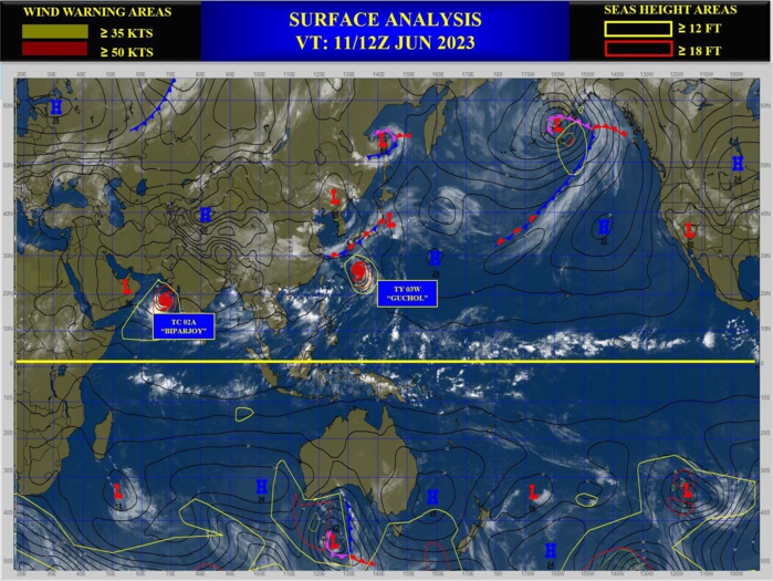 TC 02A(BIPARJOY) up-graded to CAT 3 US based on SAR//TY 03W(GUCHOL) peaked at CAT 2 US//1112utc TC 02A(BIPARJOY) up-graded to CAT 3 US based on SAR//TY 03W(GUCHOL) peaked at CAT 2 US//1112utc