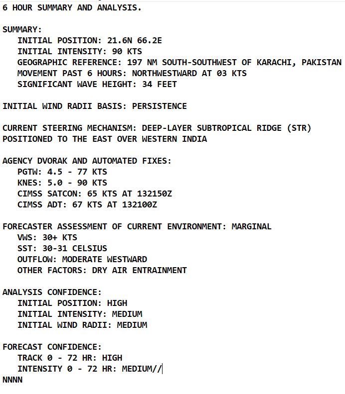 TC 02A(BIPARJOY) forecast to make landfall near the India/Pakistan border by 36h//Invest 99W/ 10 Day GTHO maps//1403utc 