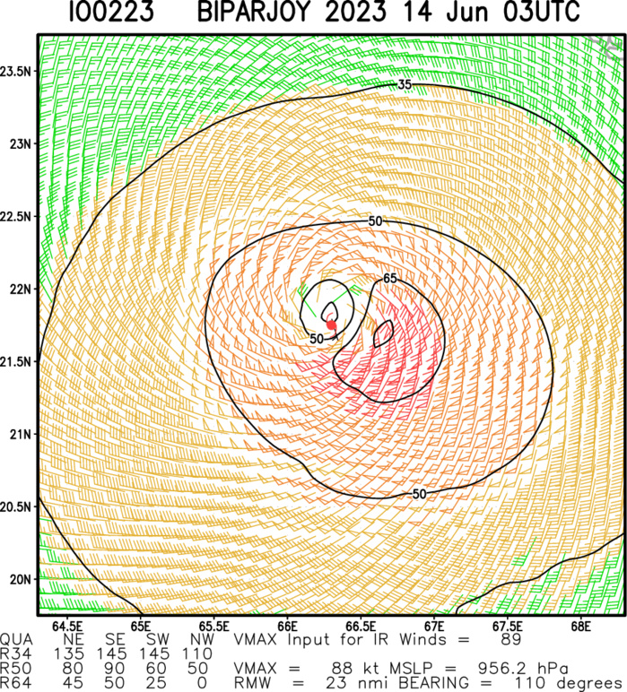 TC 02A(BIPARJOY) forecast to make landfall near the India/Pakistan border by 36h//Invest 99W/ 10 Day GTHO maps//1403utc 