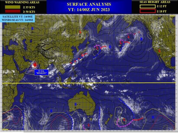TC 02A(BIPARJOY) forecast to make landfall near the India/Pakistan border by 36h//Invest 99W/ 10 Day GTHO maps//1403utc 