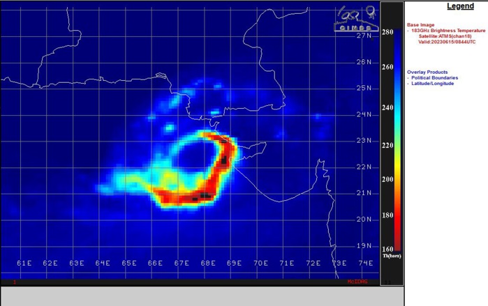 TC 02A(BIPARJOY) making landfall close to the PAKISTAN/INDIA border shortly after 12hours//1509utc