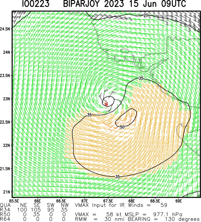 TC 02A(BIPARJOY) making landfall close to the PAKISTAN/INDIA border shortly after 12hours//1509utc TC 02A(BIPARJOY) making landfall close to the PAKISTAN/INDIA border shortly after 12hours//1509utc