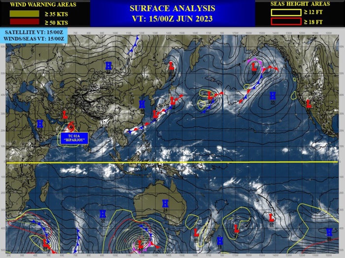 TC 02A(BIPARJOY) making landfall close to the PAKISTAN/INDIA border shortly after 12hours//1509utc
