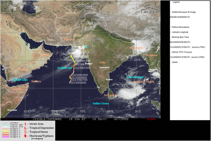Remnants of TC 02A(BIPARJOY) pushing inland//1606utc Remnants of TC 02A(BIPARJOY) pushing inland//1606utc