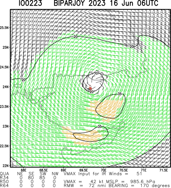 Remnants of TC 02A(BIPARJOY) pushing inland//1606utc