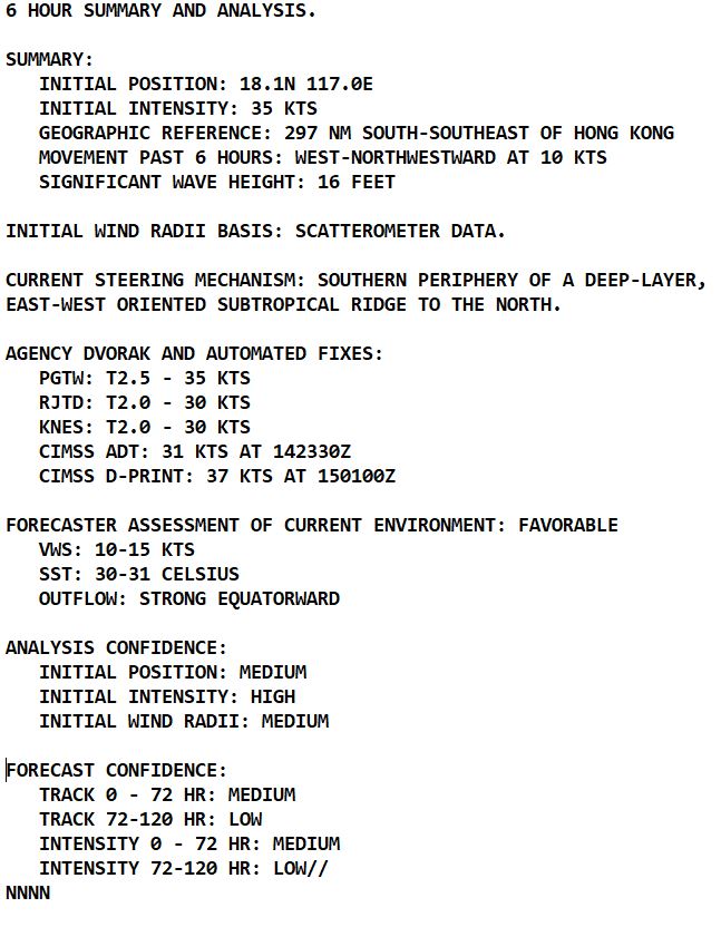 South China Sea: TS 04W forecast to reach Typhoon intensity by 24h//HU 03E(CALVIN) peaked at CAT 3 US// SS 05L(DON)//1506utc