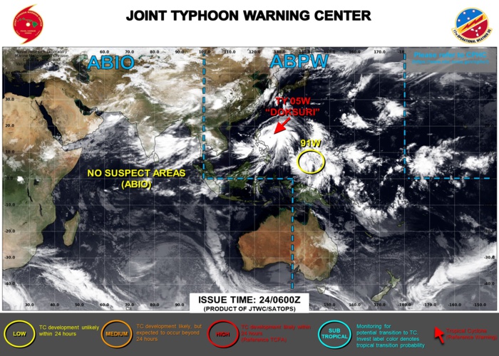 JTWC IS ISSUING 6HOURLY WARNINGS AND 3HOURLY SATELLITE BULLETINS ON TY 05W(DOKSURI).