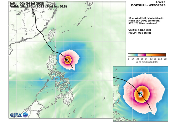 Typhoon 05W(DOKSURI) from CAT 1 US to CAT 4 in only 24h to skirt NE tip of LUZON in 36h//TS 05L(DON)//Invest 91W//Invest 95L//2409utc