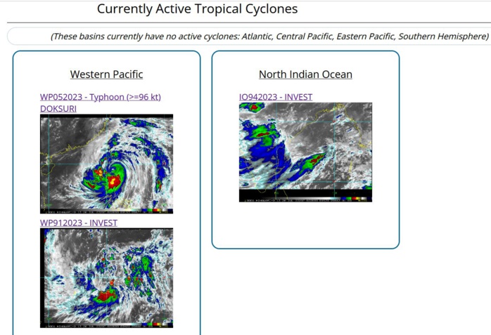 Typhoon 05W(DOKSURI) to make landfall near XIAMEN/CHINA shortly before 48h//Invest 91W//Invest 94B//2603utc