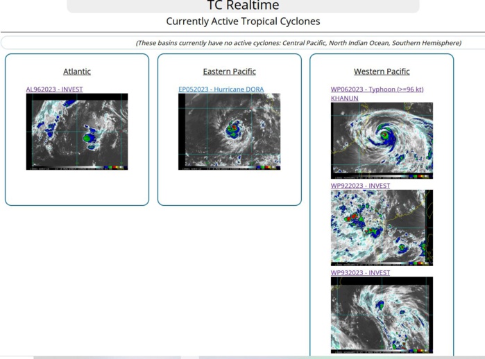 06W(KHANUN) forecast to remain at Typhoon intensity next 72h// 05E(DORA) forecast to peak at CAT 4 US by 24h//0215utc