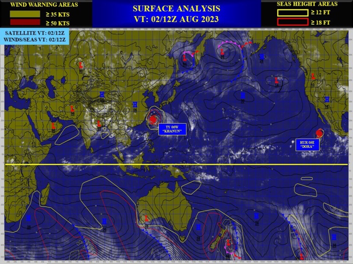 06W(KHANUN) forecast to remain at Typhoon intensity next 72h// 05E(DORA) forecast to peak at CAT 4 US by 24h//0215utc