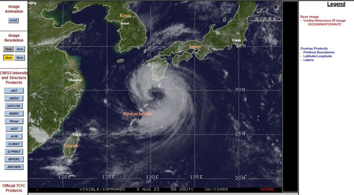 SATELLITE ANALYSIS, INITIAL POSITION AND INTENSITY DISCUSSION: ANIMATED MULTISPECTRAL SATELLITE IMAGERY (MSI) SHOWS DEEP CONVECTIVE BANDS WRAPPING INTO A BROAD, EXPOSED CENTER WITH MULTIPLE MESOVORTICES ROTATING CYCLONICALLY AROUND A CENTROID. THE INITIAL POSITION IS PLACED WITH MEDIUM CONFIDENCE BASED ON THE CENTROID ON THE MSI LOOP AND ALSO ON A COMPOSITE RADAR LOOP. THE INITIAL INTENSITY IS ALSO PLACED WITH MEDIUM CONFIDENCE BASED ON THE OVERALL ASSESSMENT OF AGENCY AND AUTOMATED DVORAK ESTIMATES AND REFLECTS THE SLIGHT 6-HR WEAKENING. ANALYSIS INDICATES A MARGINAL ENVIRONMENT WITH MODERATE EQUATORWARD OUTFLOW, LOW VWS, AND WARM SST OFFSET BY SUBSIDENCE ALONG THE NORTHWEST SIDE AND DRY AIR ENTRAINMENT IN THE LOW LEVELS.