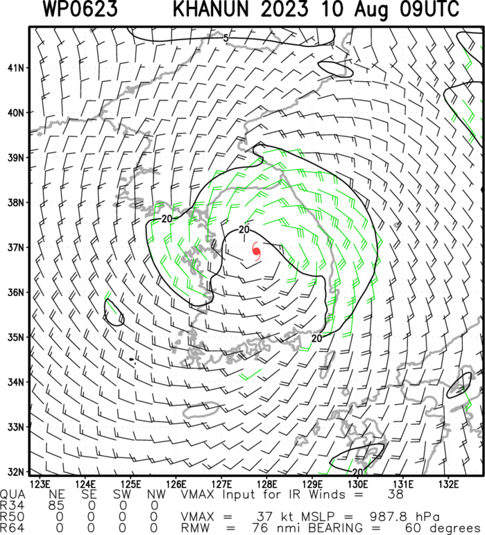 06W(KHANUN) crossing the Korean Peninsula//TY 07W(LAN) to peak by 48h//HU 05E(DORA)still CAT4 US// 3 WEEK GTHO maps//1009utc