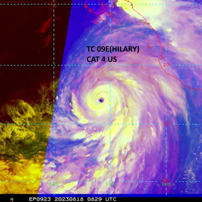 09P(HILARY) +65 knots over 24h now a powerful CAT 4 US may briefly reach Super Hurricane status//1810utc