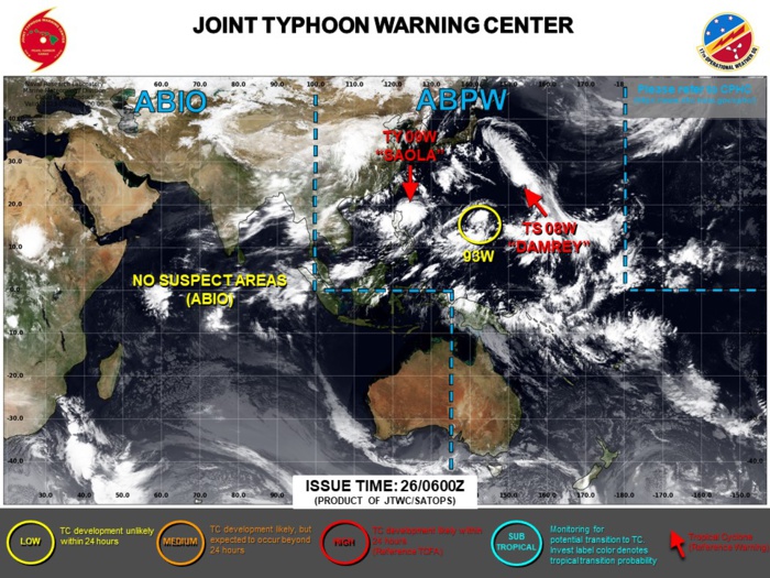 JTWC IS ISSUING 6HOURLY WARNINGS AND 3HOURLY SATELLITE BULLETINS ON 08W(DAMREY) AND 09W(SAOLA).