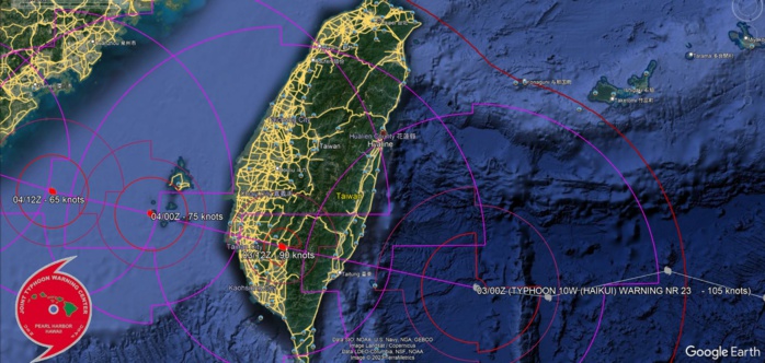 Typhoon 10W(HAIKUI) crossing TAIWAN//09W(SAOLA)dying over the Gulf of Tonkin//11W(KIROGI) Final Warning//Invest 96W//0303utc