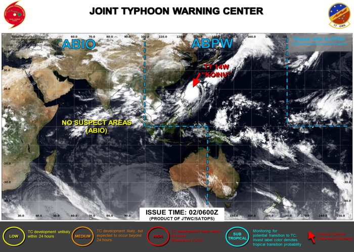 JTWC IS ISSUING 6HOURLY WARNINGS AND 3HOURLY SATELLITE BULLETINS ON TY 14W(KOINU).