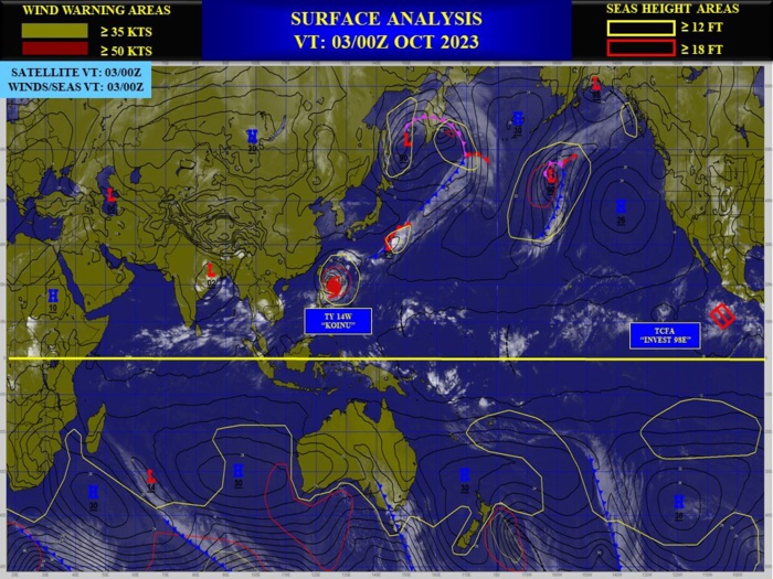 Typhoon 14W(KOINU) to cross Southern TAIWAN after 36h// TS 17L(PHILIPPE)// Invest 98E// 0306utc updates